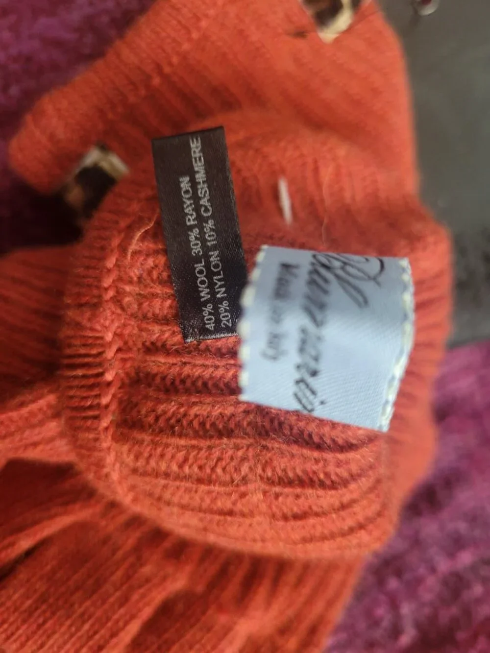 BLUMARINE Orange Wool WOMEN GLOVES with LEOPARD leather signature trim - 7